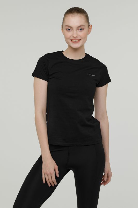 W-CT122 BASIC C NECK T-SH Black Women's Short Sleeve T-Shirt