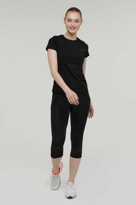 W-CT122 BASIC C NECK T-SH Black Women's Short Sleeve T-Shirt