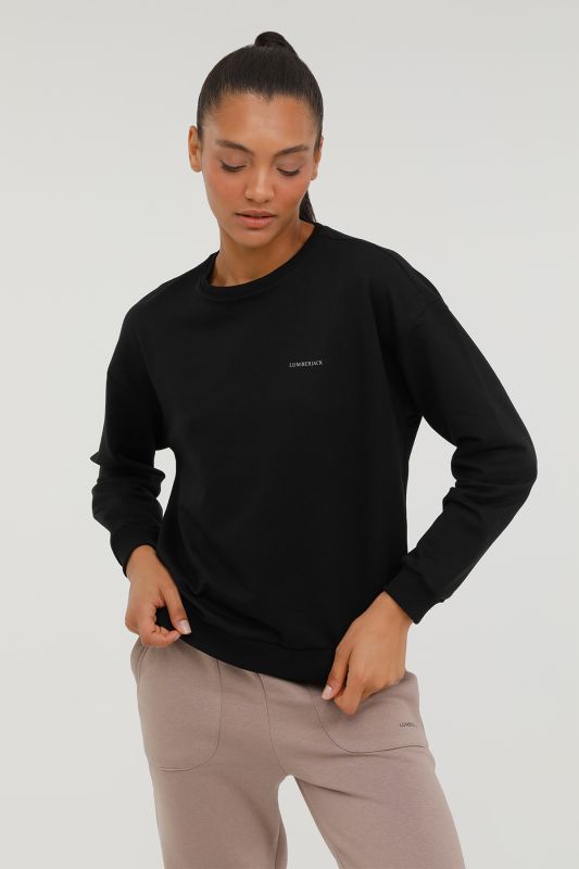 W-SN79 BASIC C NECK SWEAT Black Women's Sweatshirt