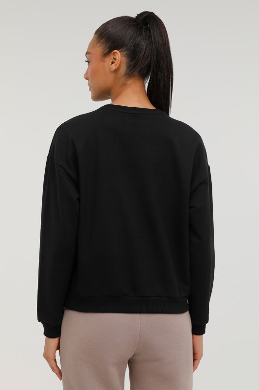 W-SN79 BASIC C NECK SWEAT Black Women's Sweatshirt