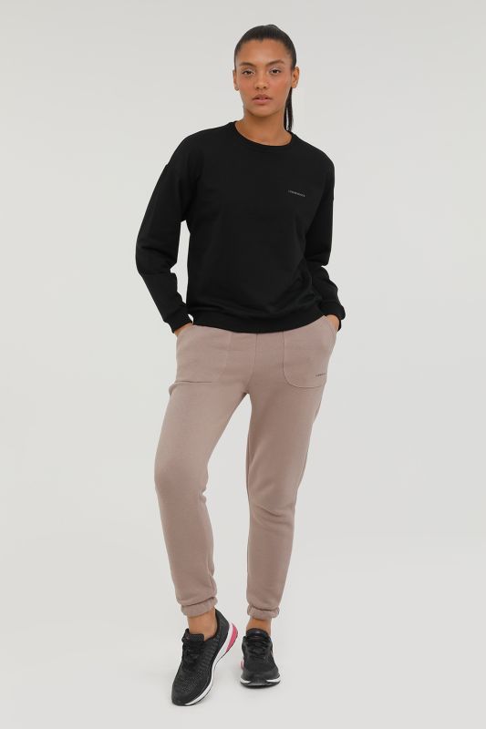 W-SN79 BASIC C NECK SWEAT Black Women's Sweatshirt