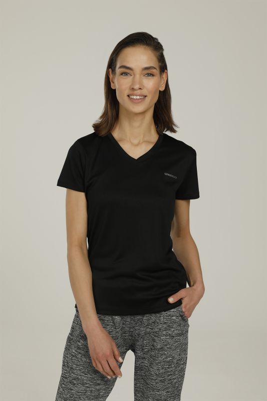 CT123 BASIC PES C NECK T- Black Women's Short Sleeve T-Shirt