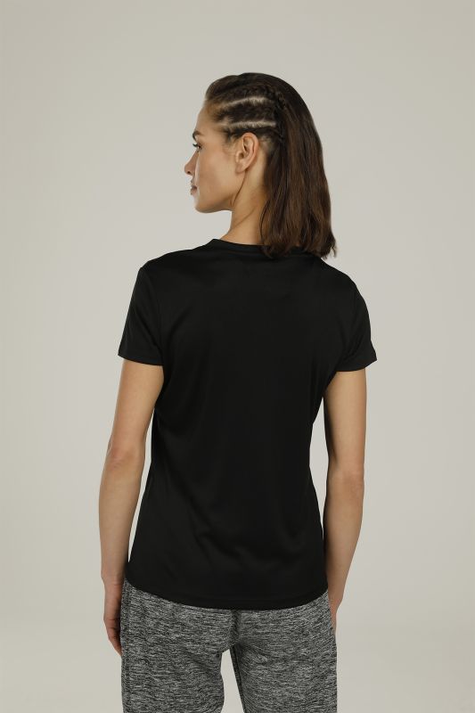 CT123 BASIC PES C NECK T- Black Women's Short Sleeve T-Shirt