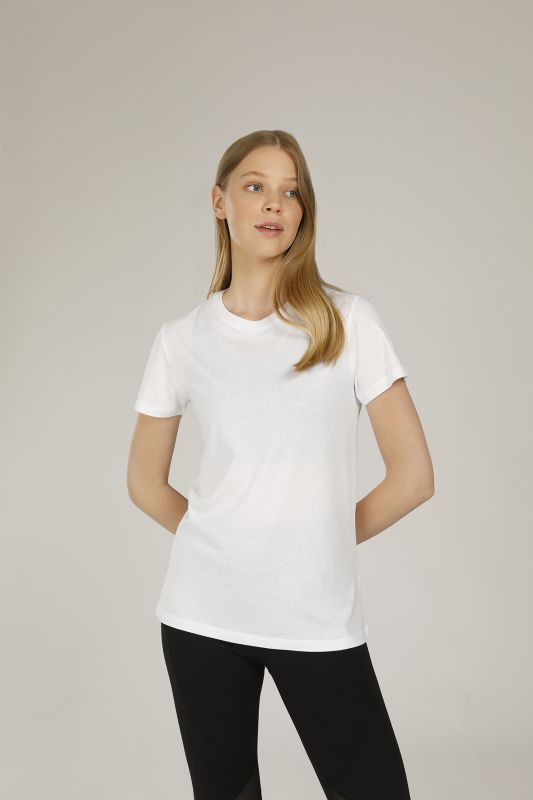 CT131 BASIC MODAL C NECK White Women's Short Sleeve T-Shirt