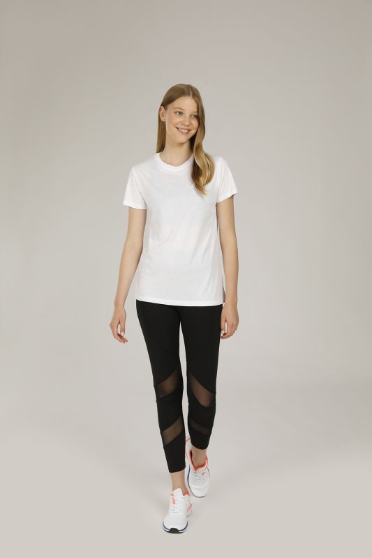 CT131 BASIC MODAL C NECK White Women's Short Sleeve T-Shirt