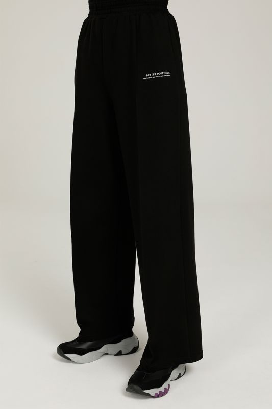 CT839 ANNA WIDE LEG PANTS Black Women's Sweatpants