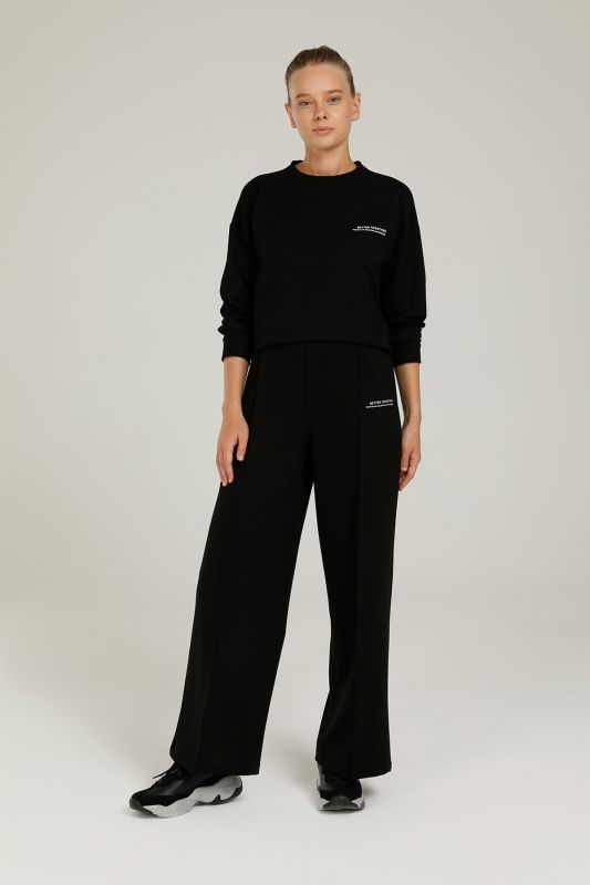 CT839 ANNA WIDE LEG PANTS Black Women's Sweatpants