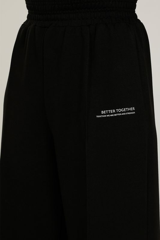 CT839 ANNA WIDE LEG PANTS Black Women's Sweatpants