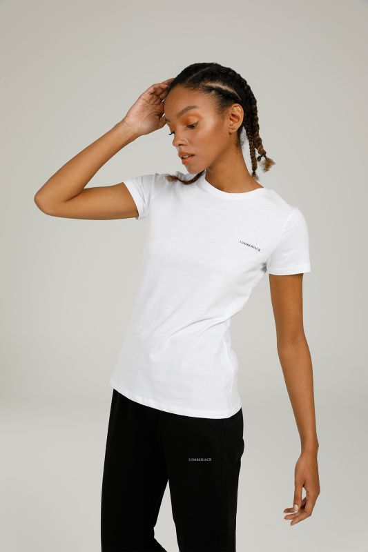 CT122 BASIC C NECK T-SHIR White Women's Short Sleeve T-Shirt