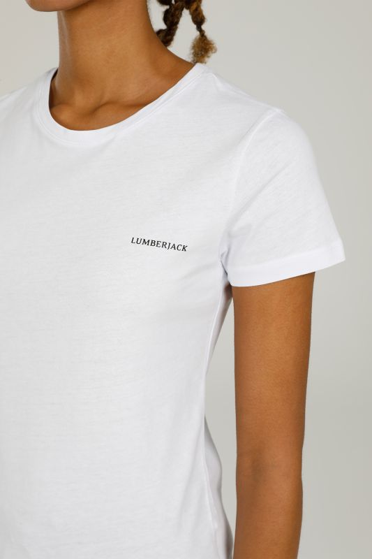 CT122 BASIC C NECK T-SHIR White Women's Short Sleeve T-Shirt