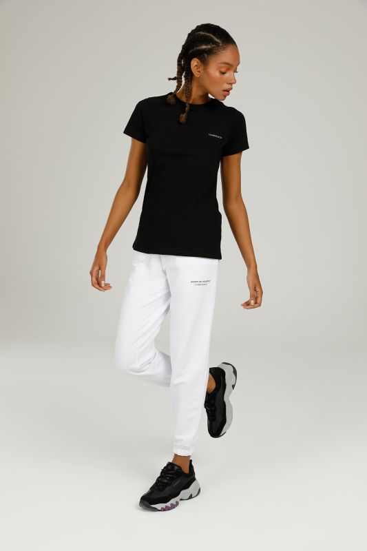 CT122 BASIC C NECK T-SHIR Black Women's Short Sleeve T-Shirt