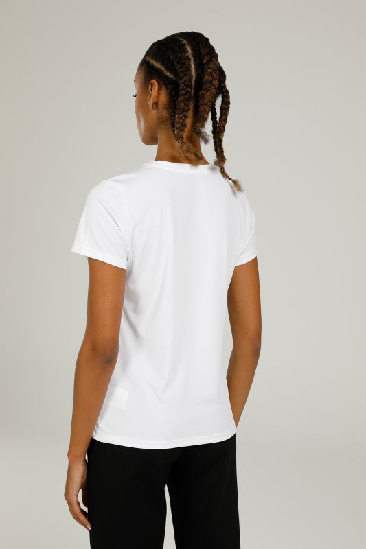 SN228 BASIC PES V NECK T- White Women's Short Sleeve T-Shirt