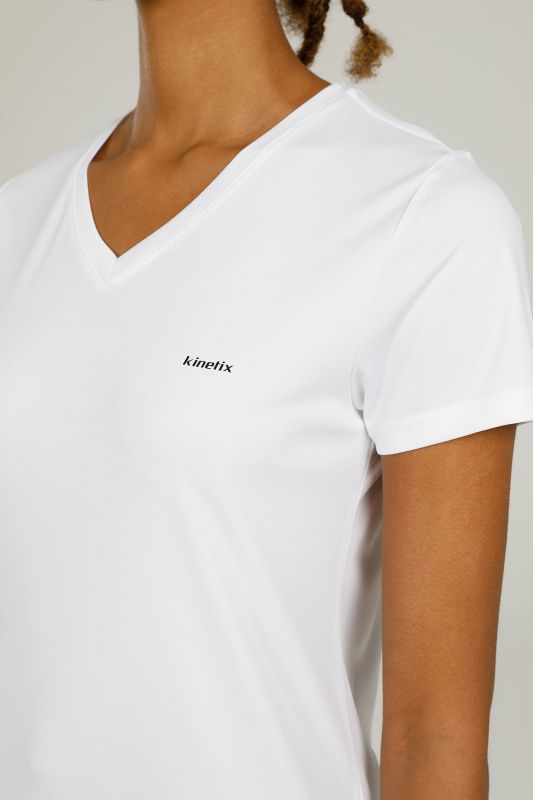 SN228 BASIC PES V NECK T- White Women's Short Sleeve T-Shirt