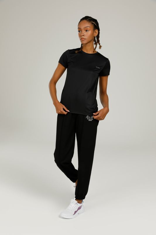 SN230 BASIC PES C NECK T- Black Women's Short Sleeve T-Shirt