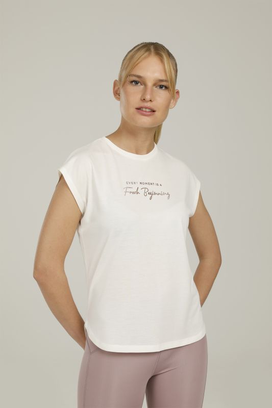 CT1006 AMY SLOGAN T-SHIRT Ecru Women's Short Sleeve T-Shirt