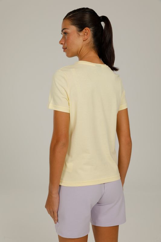 ANNA C NECK SLOGAN T-SHIR Yellow Women's Short Sleeve T-Shirt