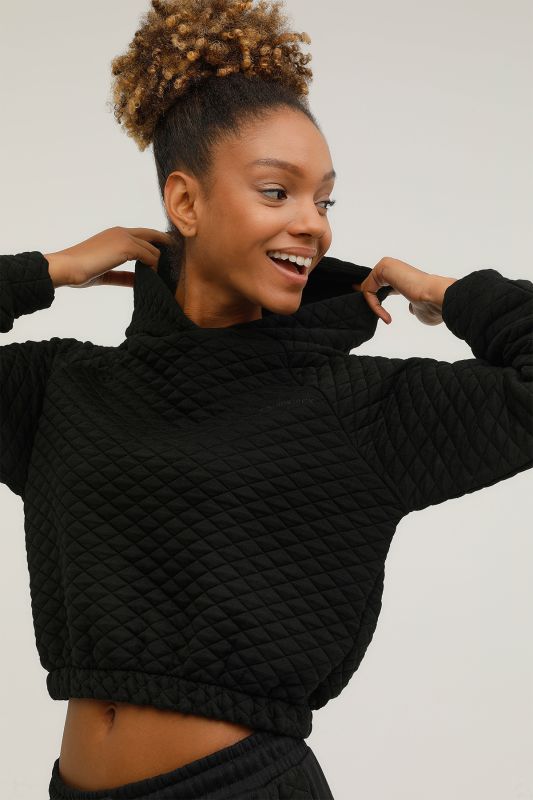 W-GF6 ALINA QUILTED HOODI Black Women's Sweatshirt