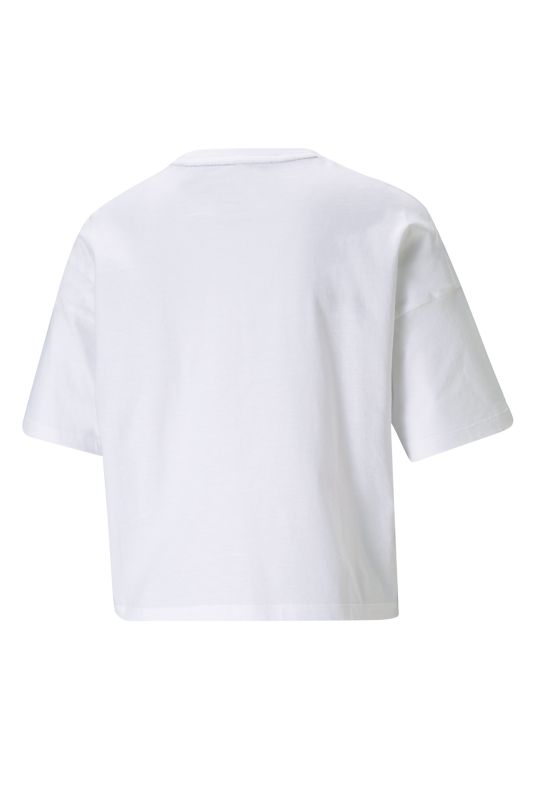 ESS Cropped Logo Tee White Women's Short Sleeve T-Shirt