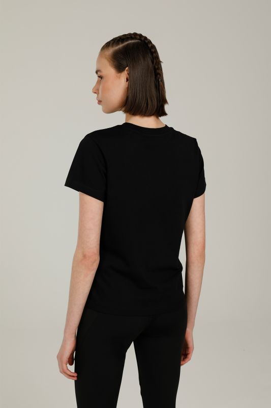 WM DROP V SS CREW-B Black Women's Short Sleeve T-Shirt