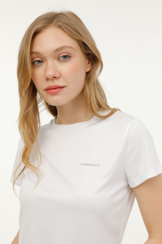 W-CT123 BASIC PES C NECK White Women's Short Sleeve T-Shirt