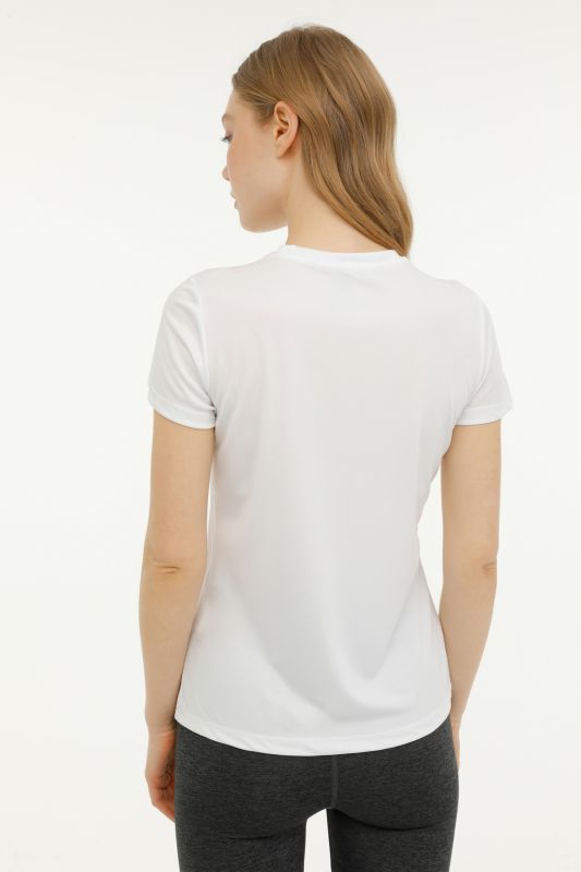 W-CT123 BASIC PES C NECK White Women's Short Sleeve T-Shirt