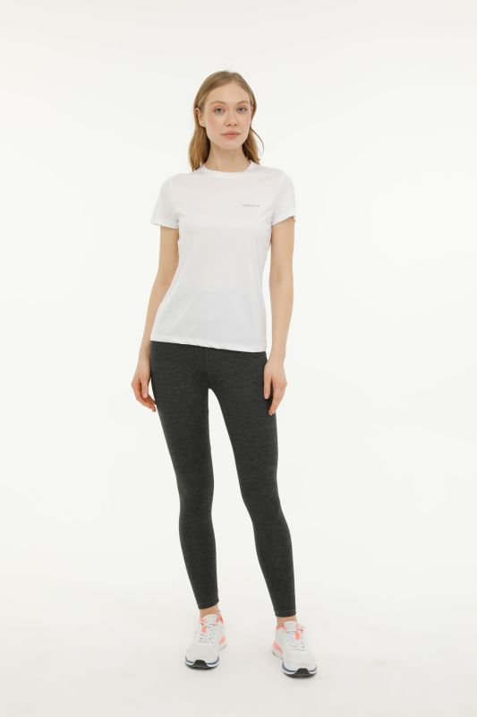 W-CT123 BASIC PES C NECK White Women's Short Sleeve T-Shirt