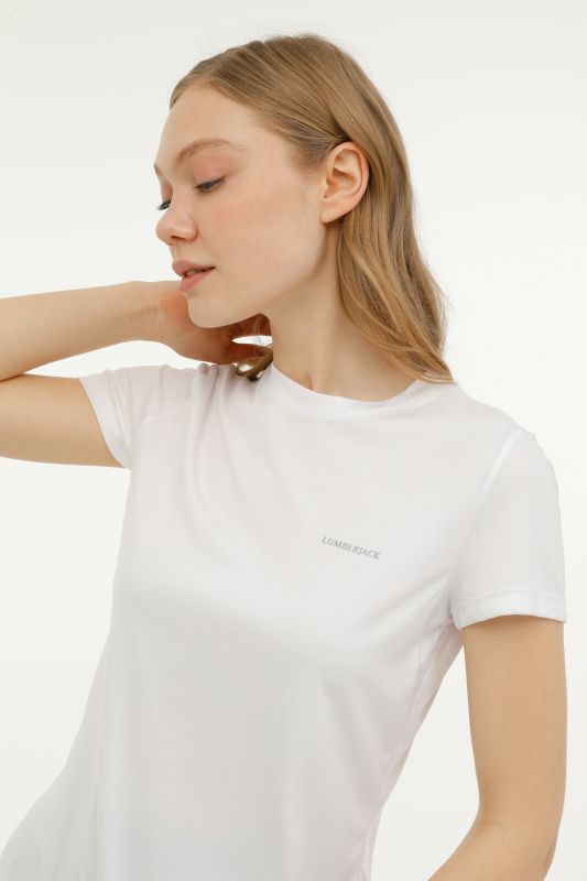 W-CT123 BASIC PES C NECK White Women's Short Sleeve T-Shirt