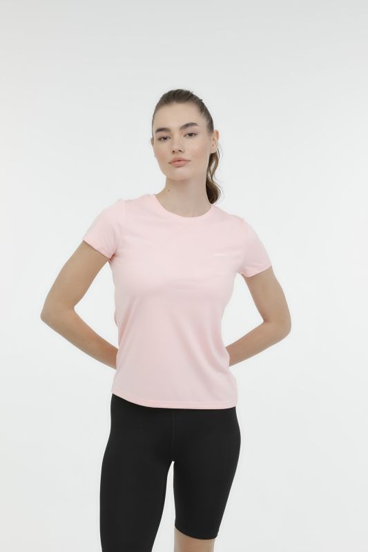 W-SN230 BASIC PES C NECK Pink Women's Short Sleeve T-Shirt