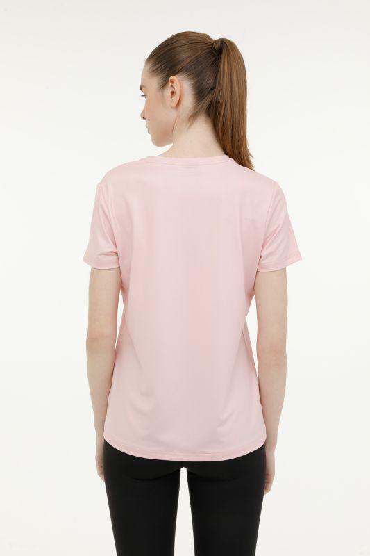 W-SN230 BASIC PES C NECK Pink Women's Short Sleeve T-Shirt