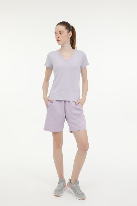 W-CT130 BASIC V NECK T-SH Lilac Women's Short Sleeve T-Shirt