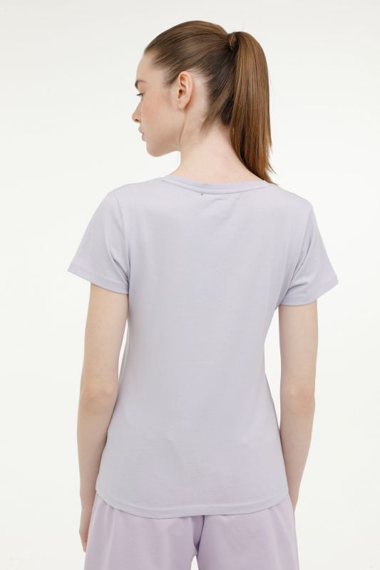 W-CT130 BASIC V NECK T-SH Lilac Women's Short Sleeve T-Shirt