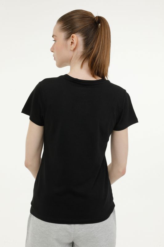 W-CT132 BASIC MODAL V NEC Black Women's Short Sleeve T-Shirt