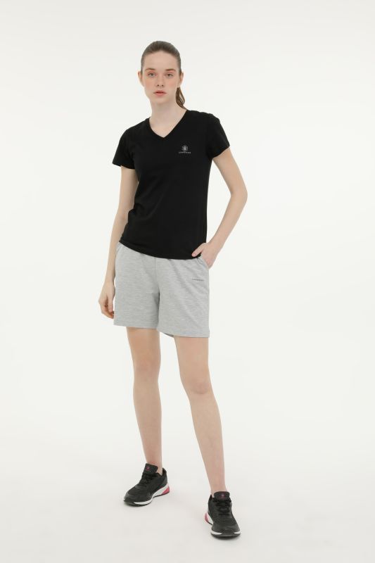 W-CT132 BASIC MODAL V NEC Black Women's Short Sleeve T-Shirt