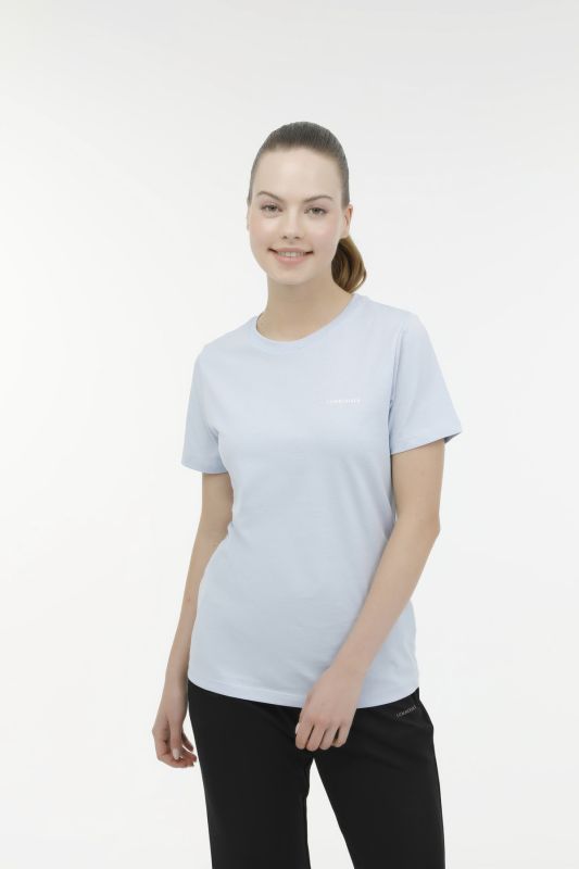 W-CT122 BASIC C NECK T-SH Blue Women's Short Sleeve T-Shirt