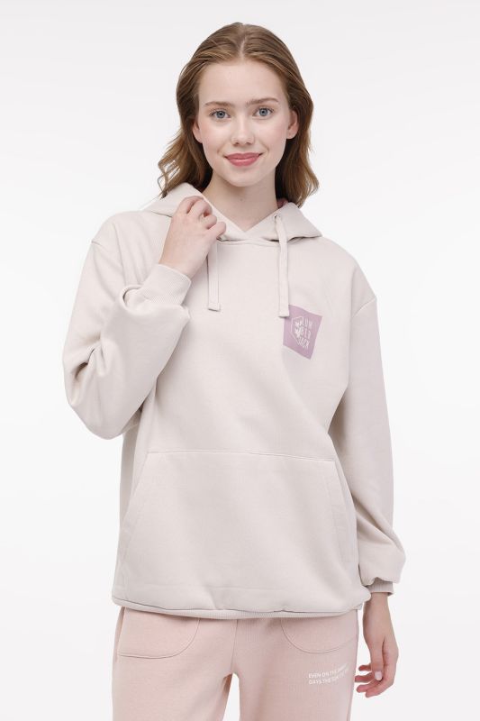 HOODIE PRINTED BOX LOGO Beige Women's Sweatshirt