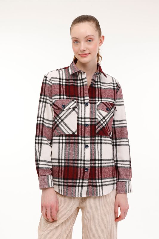 TARTAN FLANEL SHIRT Red Women's Shirt