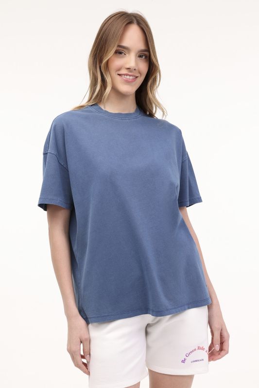 WB WASHED 11MD1071 4FX Blue Women's Short Sleeve T-Shirt