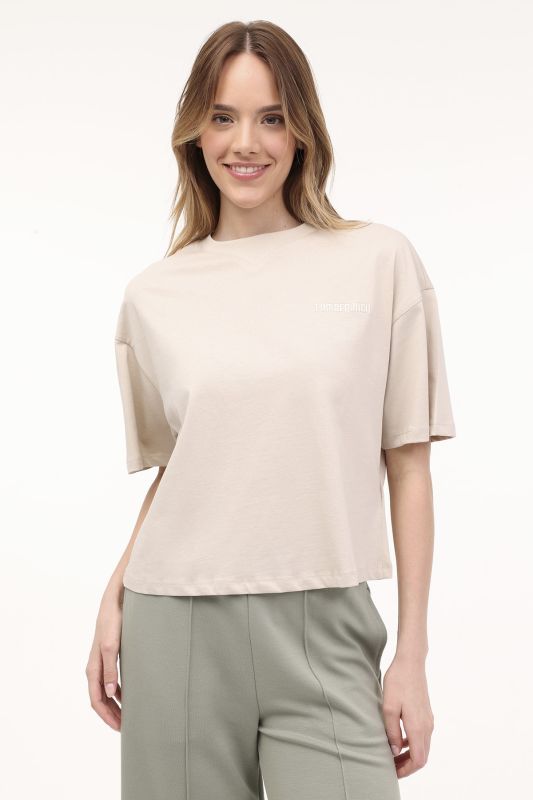 WL OLIVIA 11SS102 4FX Beige Women's Short Sleeve T-Shirt