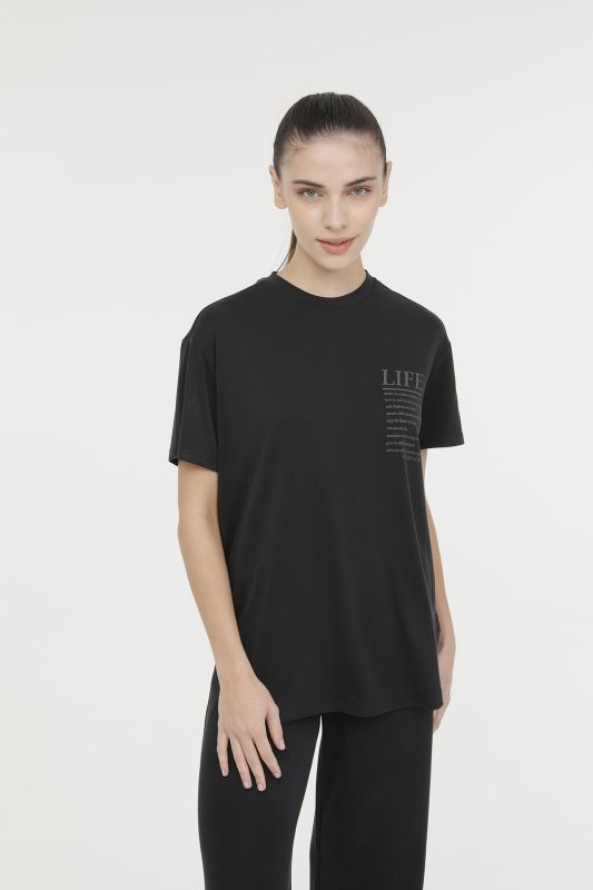 WL FOREST 11MD1016 4FX Black Women's Short Sleeve T-Shirt