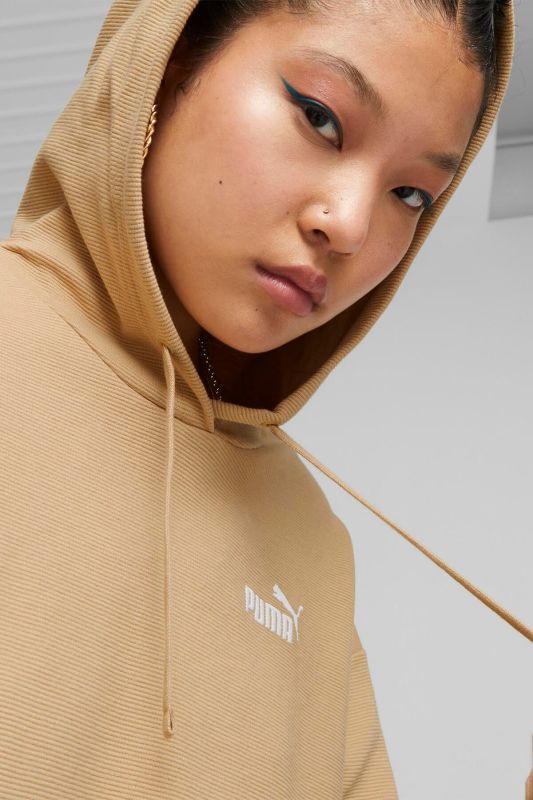 ESS ELEVATED Cropped Hood Beige Women's Sweatshirt