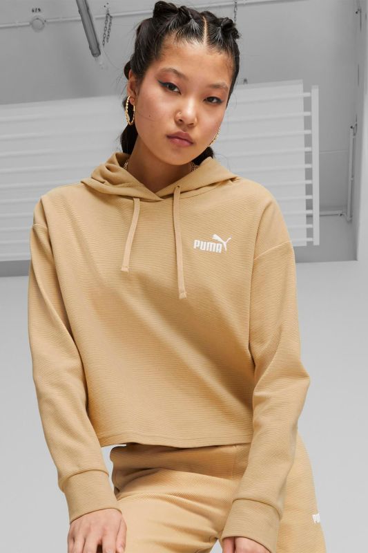 ESS ELEVATED Cropped Hood Beige Women's Sweatshirt