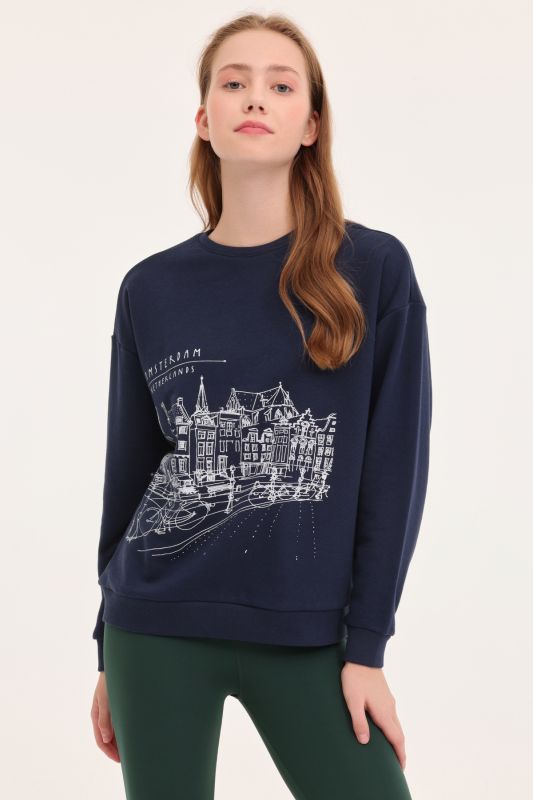 WL SOPHIA 16BT121 4PR Navy Blue Women's Sweatshirt