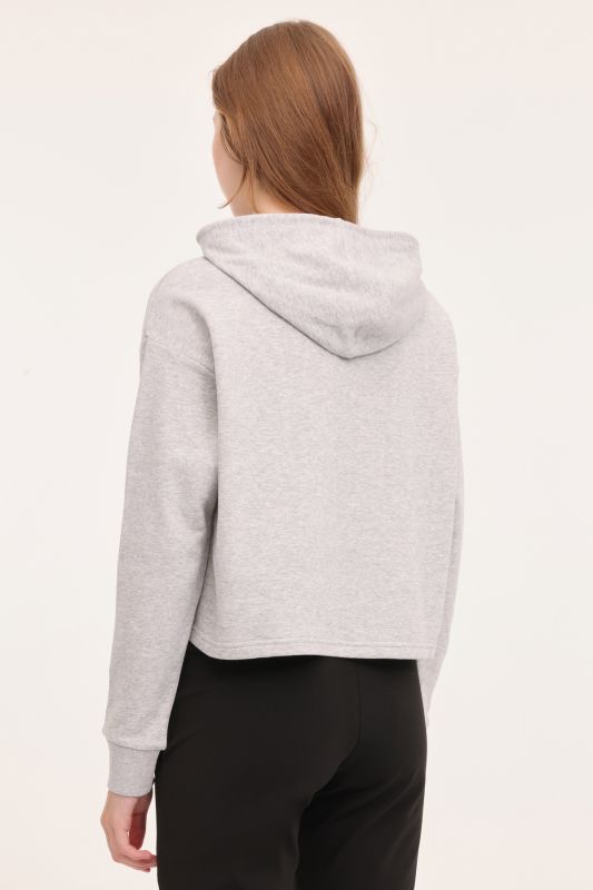 ESS Cropped Logo Hoodie T Gray Women Sweatshirt