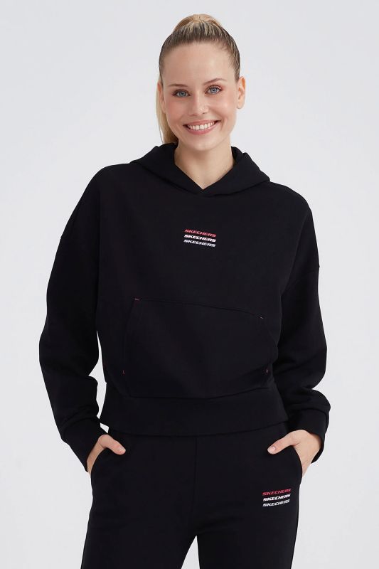 W Essential Hoodie Black Women Sweatshirt