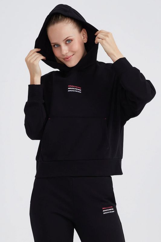 W Essential Hoodie Black Women Sweatshirt