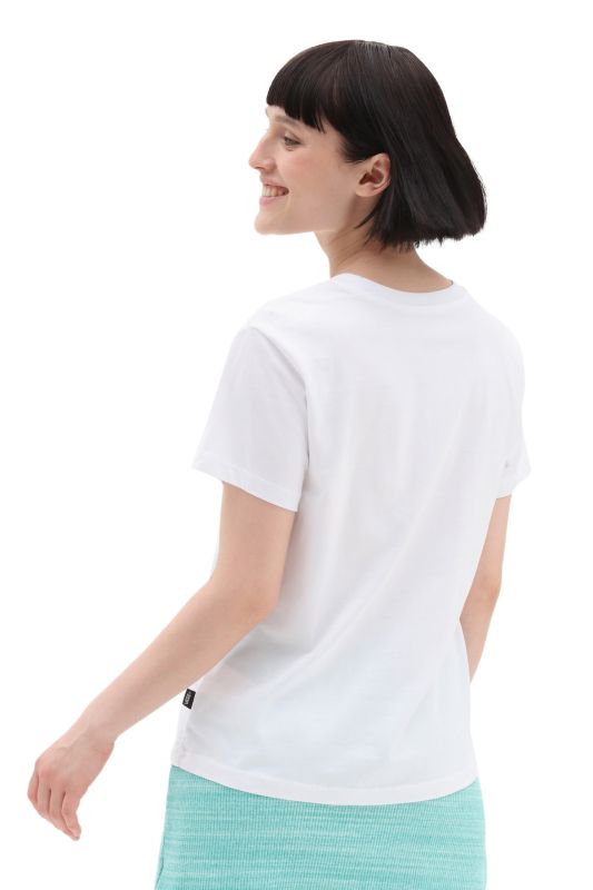 WM DROP V SS CREW-B White Women's Short Sleeve T-Shirt