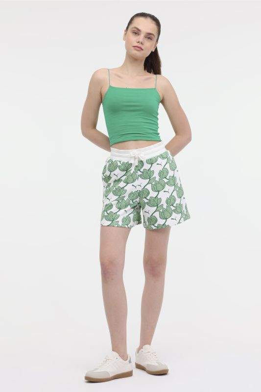 BLOSSOM AOP Shorts TR Green Women's Shorts