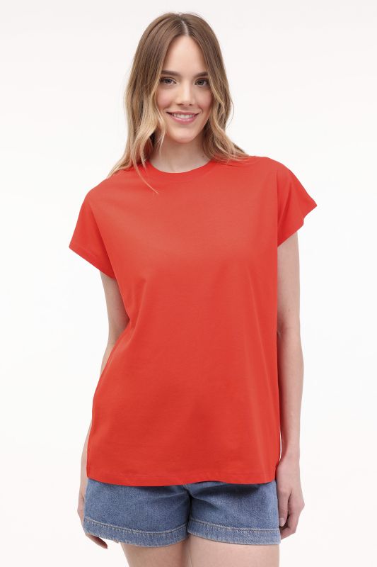 JXASTRID BOXY SL EVERY TE Red Women's Short Sleeve T-Shirt