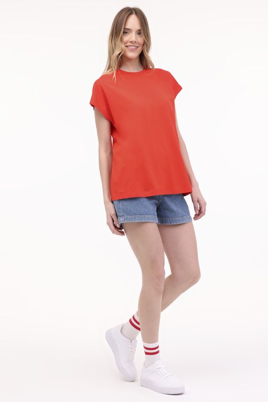 JXASTRID BOXY SL EVERY TE Red Women's Short Sleeve T-Shirt