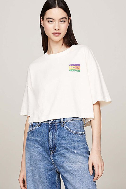 TJW OVS CRP SUMMER FLAG T White Women's Short Sleeve T-Shirt